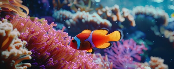 Vibrant fish swimming in a coral reef, 4K hyperrealistic photo