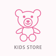 Bear Baby Shop Line Art Logo Template Kids Store