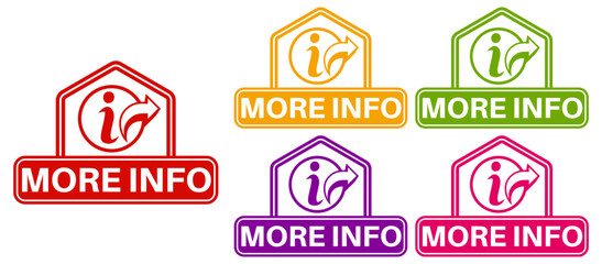 set banner more info icon. Navigation sign symbol more know labels design vector illustration