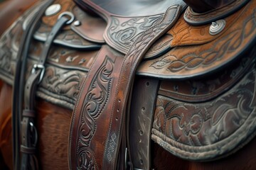 Close up of a Western saddle