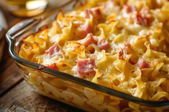 Close up of Austrian baked casserole on table