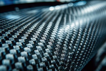 Obraz premium Close up of carbon fiber car exterior elements in black and gray for industry production Tuning parts