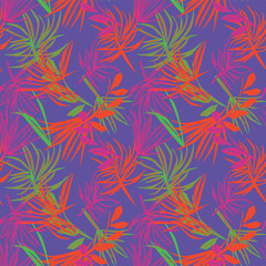 Colourful Tropical Leaf Seamless Pattern Design