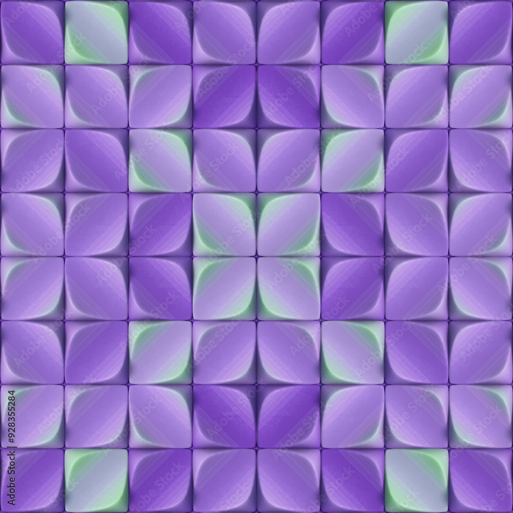 Aufkleber Digital illustration of a pattern consisting of a grid of interlocking abstract shapes. 3d rendering