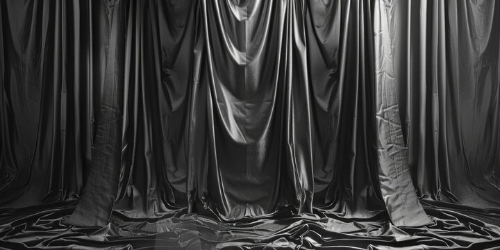 Close up shot of a curtain fabric pattern in black and white