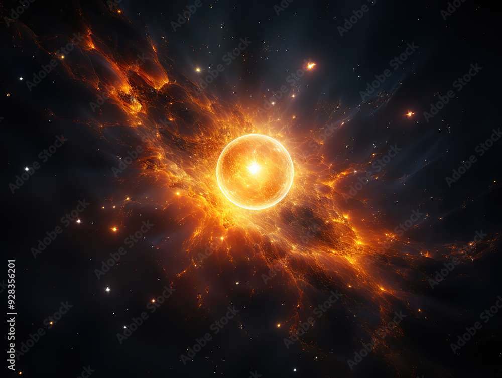 Wall mural awesome abstract background with yellow light