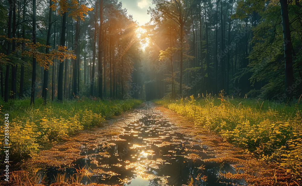 Poster epic scenery. forest. generative ai.