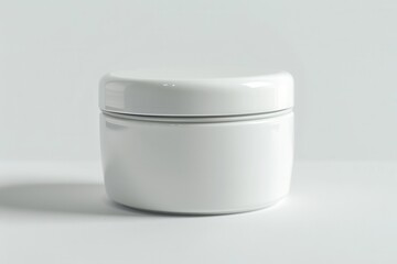 Close up of white container on white backdrop
