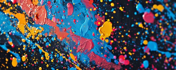 Splattered paint with high contrast colors, 4K hyperrealistic photo