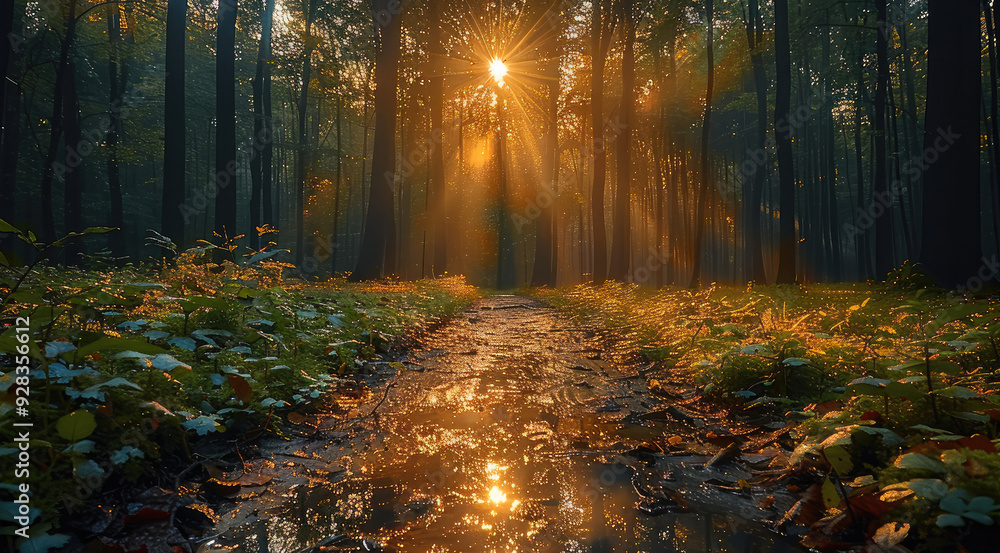 Poster epic scenery. forest. generative ai.