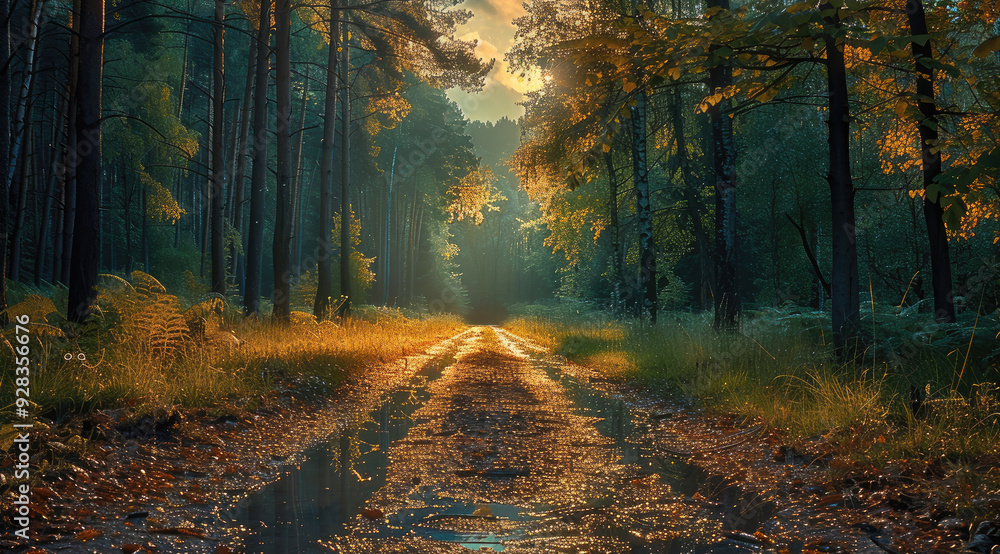 Poster epic scenery. forest. generative ai.