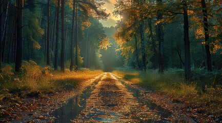 Obraz premium Epic scenery. forest. Generative AI.