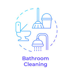 Bathroom cleaning blue gradient concept icon. Scrubbing toilets, bathtubs. Sanitary service, hygiene. Round shape line illustration. Abstract idea. Graphic design. Easy to use in infographic