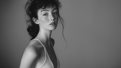 Naklejka premium Attraktives Porträt einer jungen Frau für Social-Media-Profile. Natürliches Lächeln und gute Beleuchtung vermitteln Authentizität. Ideal für professionelle Netzwerke und persönliche Online-Präsenz