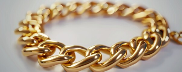 Obraz premium Shiny gold bracelet on white background, 4K hyperrealistic photo