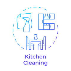 Kitchen cleaning blue gradient concept icon. Maintaining hygienic cooking space. Countertop washing. Round shape line illustration. Abstract idea. Graphic design. Easy to use in infographic