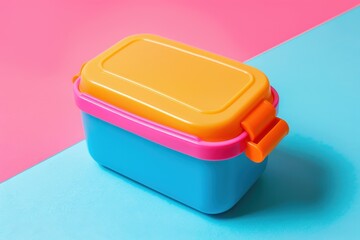 Color background with plastic lunch box