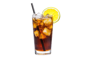 Long Island cocktail drink, glass isolated on white background