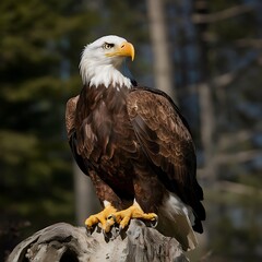 Fototapeta premium bald eagle perched majestically on tree branch