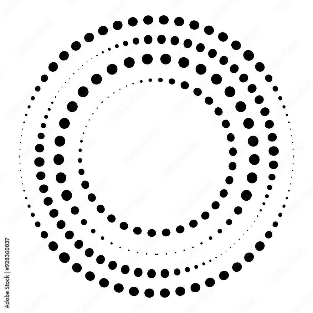 Poster halftone speed lines circle. geometric art in circle form. round swirl movement symbol. halftone cir