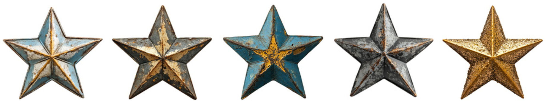 Fototapeta Rustic metal stars weathered vintage patriotic decor elements isolated transparent background