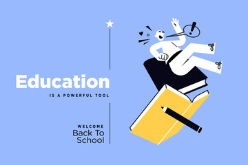 Education. Vector illustration banner of education, learning, back to school, online course and training, distance education and e-learning.