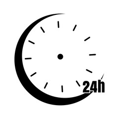 24 hours black icon with circle 