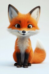 Obraz premium Cute Cartoon Fox with Big Eyes