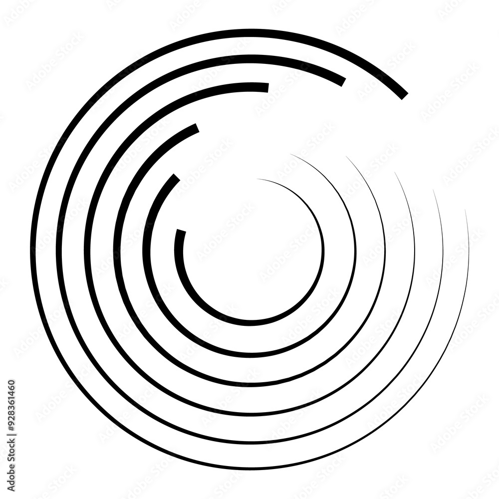 Poster halftone speed lines circle. geometric art in circle form. round swirl movement symbol. halftone cir