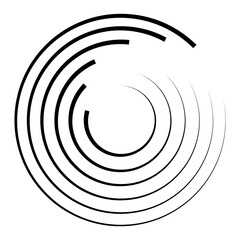 Halftone speed lines circle. Geometric art in circle form. Round swirl movement symbol. Halftone circular frame. design element