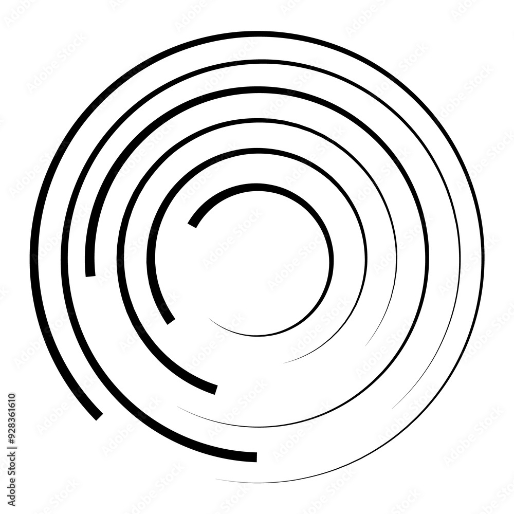 Poster halftone speed lines circle. geometric art in circle form. round swirl movement symbol. halftone cir