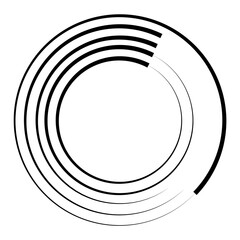 Halftone speed lines circle. Geometric art in circle form. Round swirl movement symbol. Halftone circular frame. design element