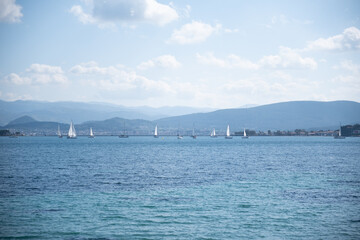 Urla Cesmealti aerial view with drone. Turkey's touristic seaside town in the Aegean. Urla , Cesmealti. High quality photo