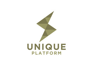 PrintFlash Icon Thunder Bolt Initial Letter S Electricity Logo. Geometric Shape Origami Style isolated on White Background.