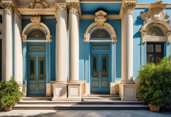 Obraz premium exquisite neoclassical building facades showcasing architectural elegance timeless design elements, architecture, style, symmetry, columns, ornamentation
