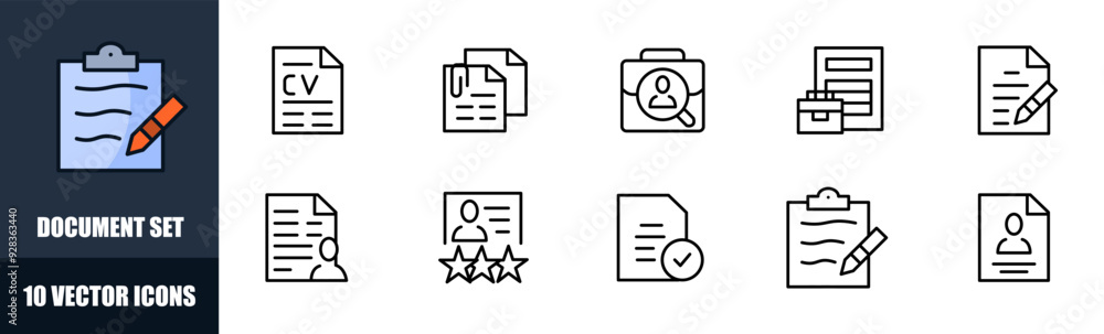 Poster document icons collection. linear style. vector icons. vector icons.