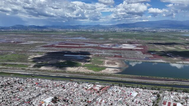 Texcoco Ecological Park seen from the air, in Mexico City