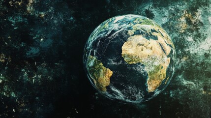 Earth from space with a grunge effect.