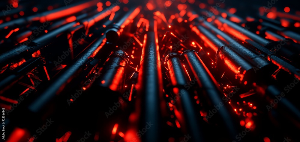 Poster an abstract composition showcasing red glowing lines, creating a dynamic and immersive visual experi
