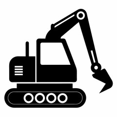 Fototapeta premium Excavator Black silhouette
