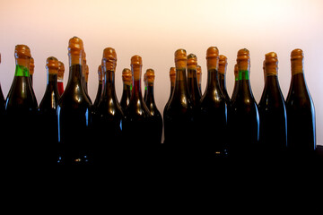 Bottled wine, aged red wine. Manufacturing process.