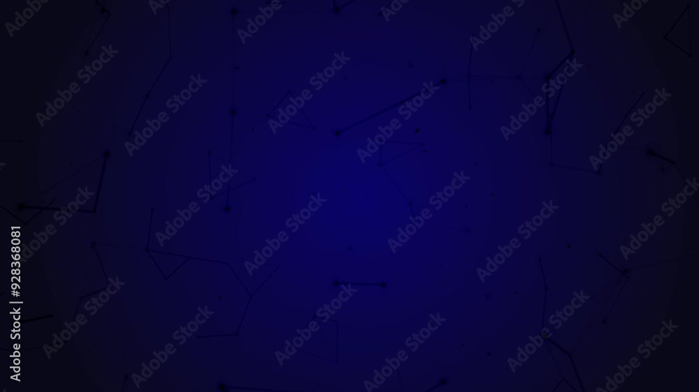 Poster Dark blue and black abstract web animation, network data points technology wallpaper