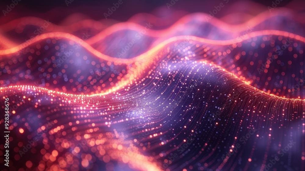 Poster vibrant abstract waves of light pulsate in a stunning display of color and motion, perfect for tech 