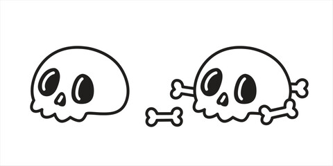 skull crossbones vector icon Halloween cartoon character doodle logo symbol illustration design clip art isolated