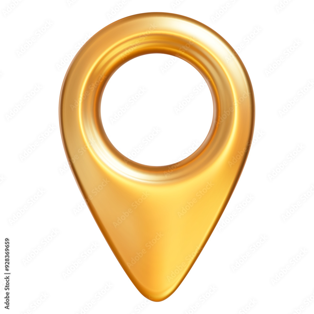 Aufkleber 3d gold map location pointer. pin code icon of the geolocation map. stock vector illustration on iso