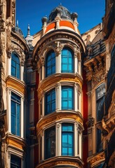 Fototapeta premium vibrant architectural styles showcasing striking color accents diverse designs structures, architecture, building, modern, urban, geometric, pattern