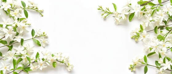 A white background with a row of white flowers