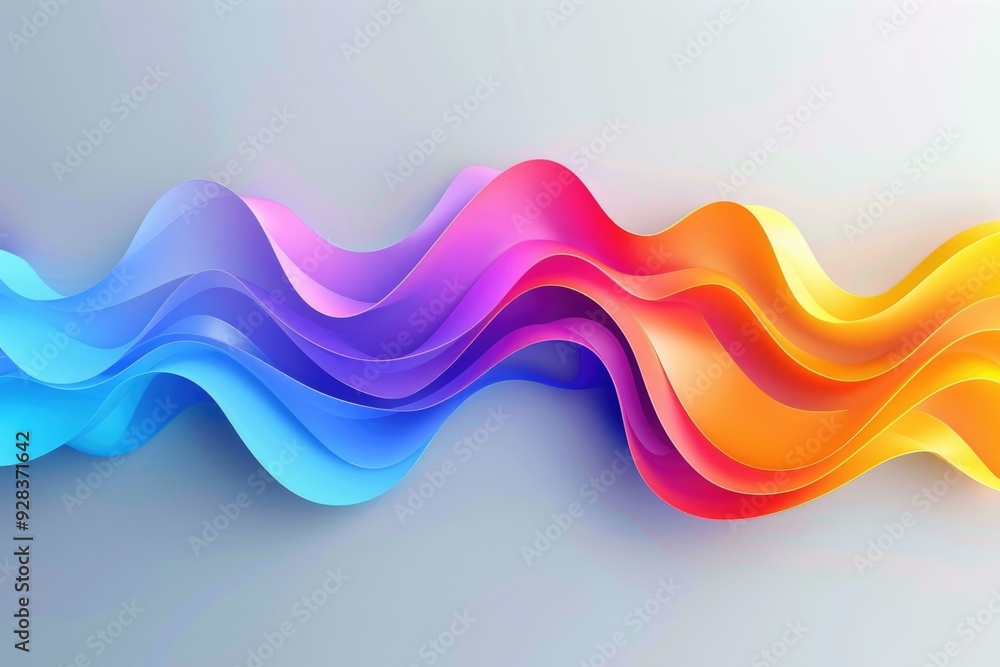 Poster a colorful wave pattern created from paper strips on a white background, great for illustrations and