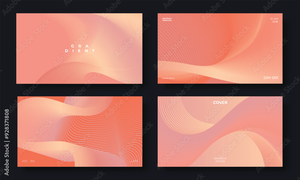 Wall mural set of template background design vector. collection of creative abstract gradient pink and orange p
