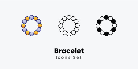 Bracelet icons thin line and glyph vector icon stock illustration